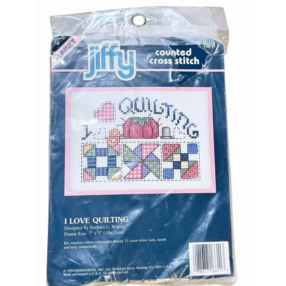 DIMENSIONS SUNSET JIFFY #16611 Cross Stitch Kit  I Love Quilting NEW